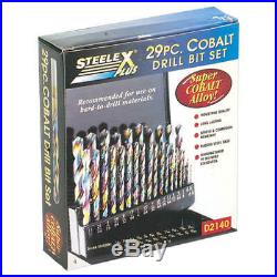 Shop Fox D2140 1/16 Inch 1/2 Inch Cobalt Alloy Drill Bit Set with Case, 29pc