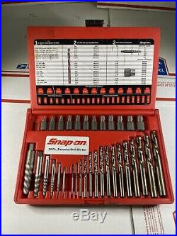 Snap On 34pc Screw Extractor / LH Cobalt Drill Bit Set EXD35 Perfect Condition