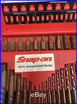 Snap On 35 Pc Screw Extractor/lh Cobalt Drill Bit Set Exd35 In Hard Case