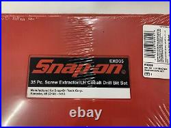 Snap On 35 Piece Screw Extractor /LH Cobalt Drill Bit Set EXD35 NEW