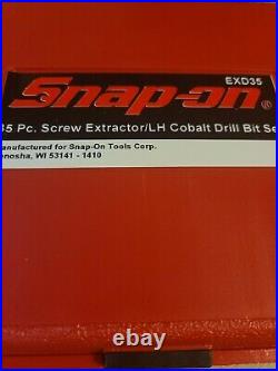 Snap On 35 Piece Screw Extractor /LH Cobalt Drill Bit Set EXD35 NEW