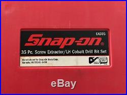 Snap On 35 Piece Screw Extractor / Lh Cobalt Drill Bit Set