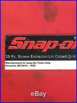 Snap On 35pc Screw Extractor LH Cobalt Drill Set EXD35