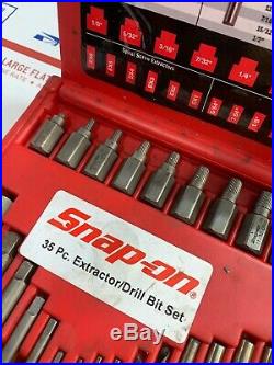 Snap On 35pc Screw Extractor / L. H Cobalt Drill Bit Set EXD35
