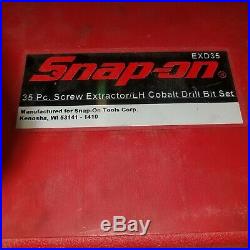 Snap On EXD35 35 Pc. Screw Extractor LH Cobalt Drill Bit Set