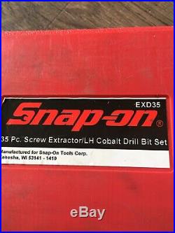 Snap On EXD35 35 Piece Screw Extractor / LH Cobalt Drill Bit Set