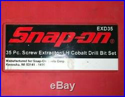 Snap-On EXD35 35-Piece Screw Extractor / LH Cobalt Drill Bit Set Brand New
