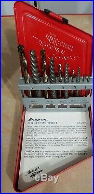 Snap On Tools 10 Piece H. S. Cobalt Drill-Extractor EXD10 & DB 160B 60 Drill