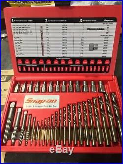 Snap On Tools 35 Piece Screw Bolt Extractor Set withLH Cobalt Drill Bits EXD35 NEW