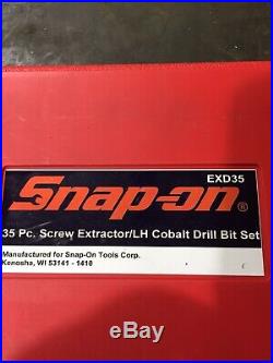 Snap On Tools 35 Piece Screw Bolt Extractor Set withLH Cobalt Drill Bits EXD35 NEW