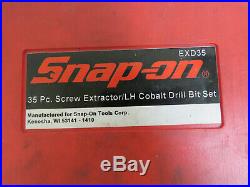 Snap On Tools 35pc Spiral Multispline Screw Extractor L/H Cobalt Drill Set EXD35