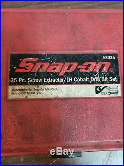 Snap-on 35 Piece Screw Extractor/LH Cobalt Drill Bit Set EXD35 In Case b-x