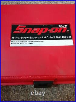 Snap-on EXD35 35 Pc Screw Extractor L/H Cobalt Drill Bit Set Missing 2 Pcs. EX3