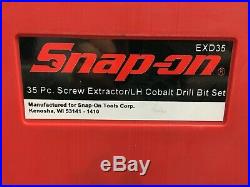 Snap-on Tools 35 Pc Screw Extractor Cobalt Drill Set Exd35