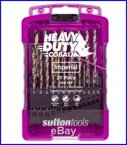 Sutton Tools Heavy Duty Cobalt Imperial 21 Piece Drill Bit Set New & Sealed