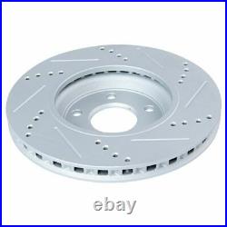 TRQ Performance Drilled Slotted Brake Rotor Ceramic Pad Front Set for GM