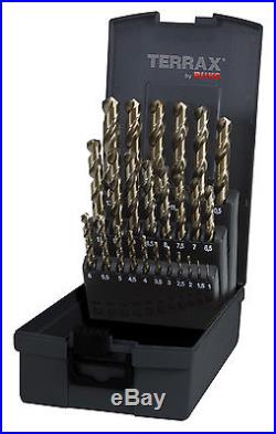 Terrax by RUKO 25pcs. HSSE-Co5, Cobalt Drill Bit Set 1-13mm, increments of 0.5mm