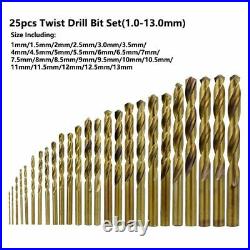 Twist Drill Bit Set Durable 3 Edge Cobalt Coated HSS Wood Metal Hole Cutter