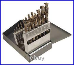 WESTWARD 401J96 Jobber Drill Set, 15 pc, Cobalt 401J96