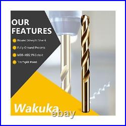 Wakuka Cobalt Drill Bit Set -115PC M35 High Speed Steel Twist Jobber Length f