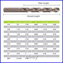 YOUGFIN Drill Bit Set- 29Pcs Cobalt High Speed Steel Twist Jobber Length for